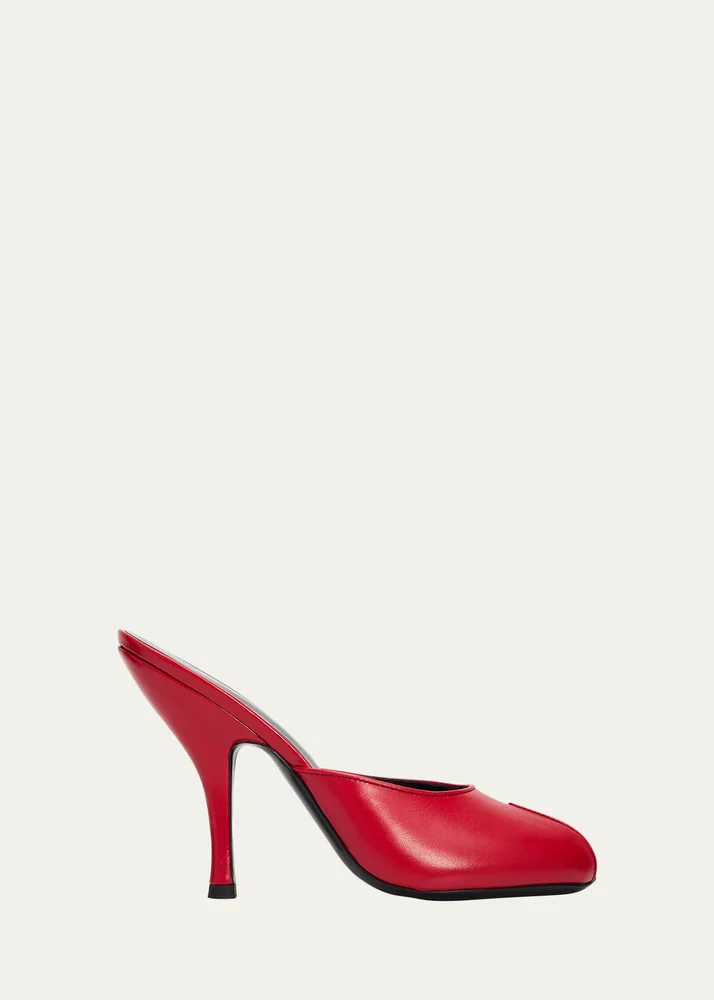 105mm Date Leather Peep-Toe Mules