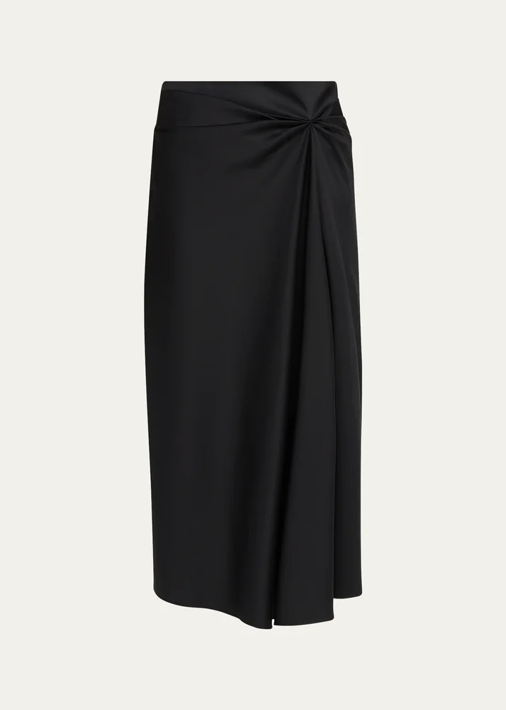 Ruched-Detail Midi Skirt
