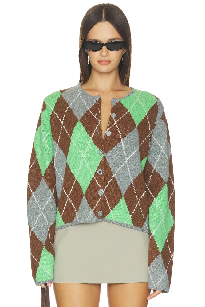 Aggie Merino Argyle Cardigan