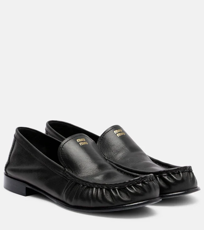 Logo leather loafers