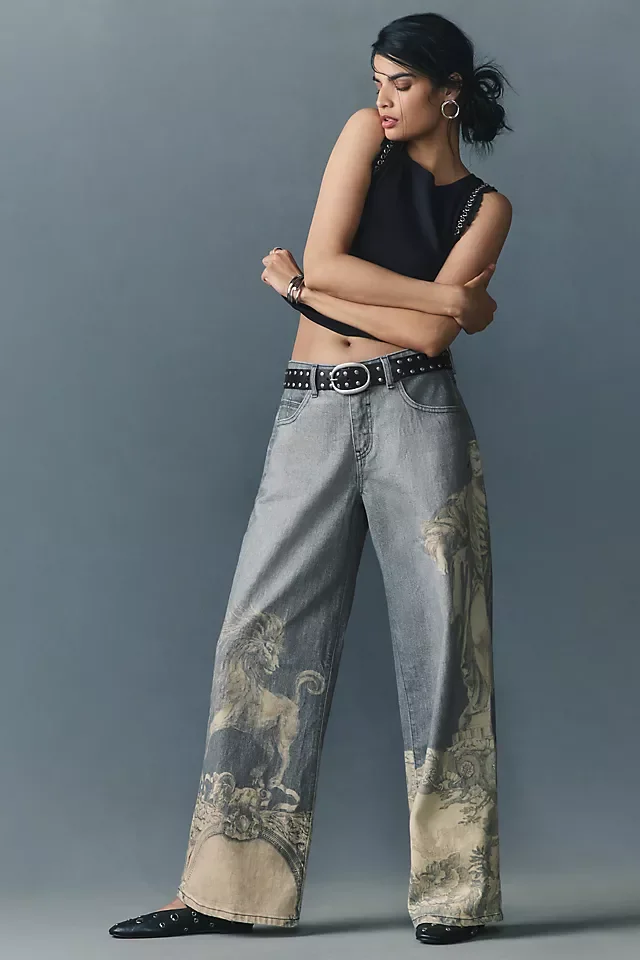 Pilcro Low-Rise Wide-Leg Jeans