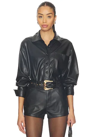 Lincoln Shirt Jacket ~ Black Faux Leather