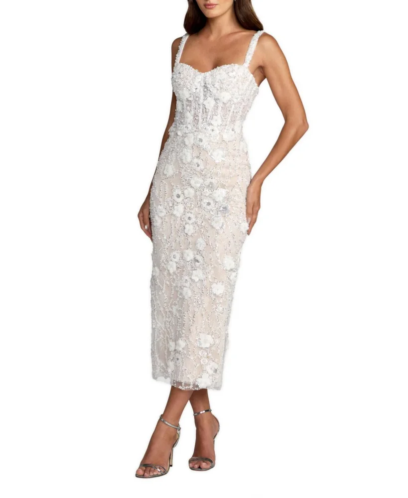 Embellished Lace Sleeveless Midi Dress