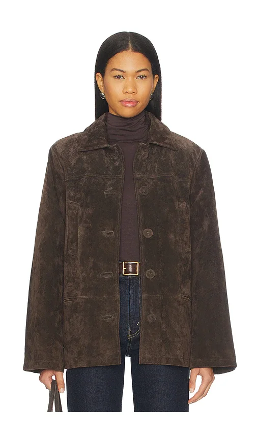 x Premium Suede Button Front Jacket