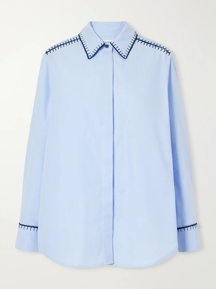 Arcangel embroidered cotton-poplin shirt