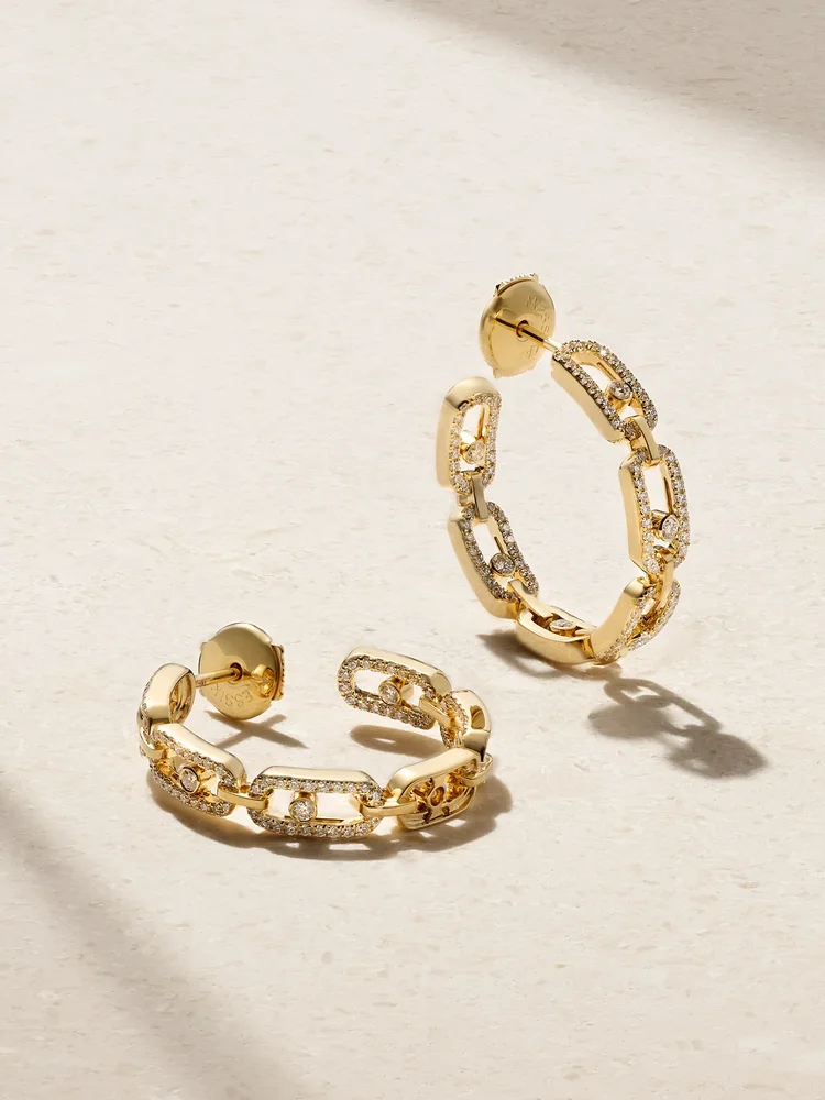 Small Move Link 18-karat gold diamond hoop earrings