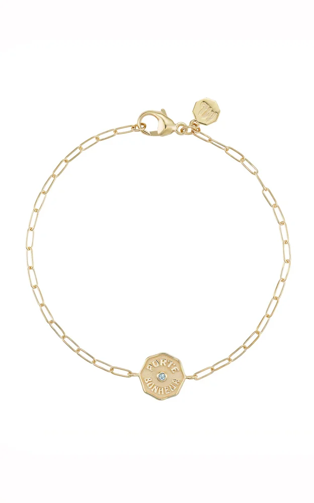 Wee Porte Bonheur 14K Yellow Gold Aquamarine Bracelet
