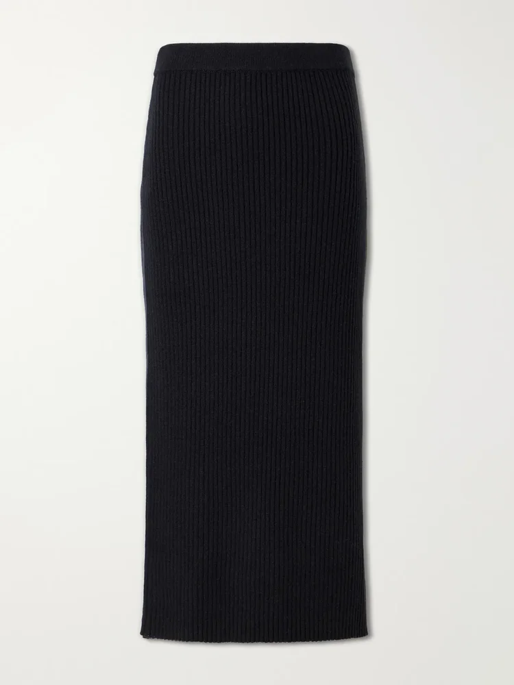 Wool and cashmere-blend midi skirt