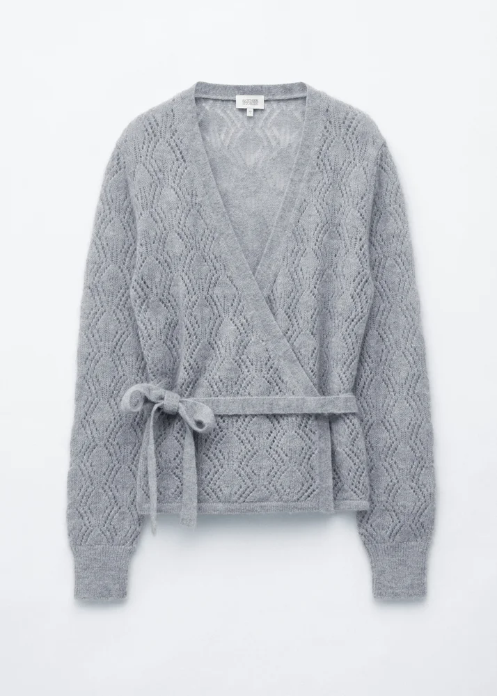 Mohair-Blend Pointelle Cardigan