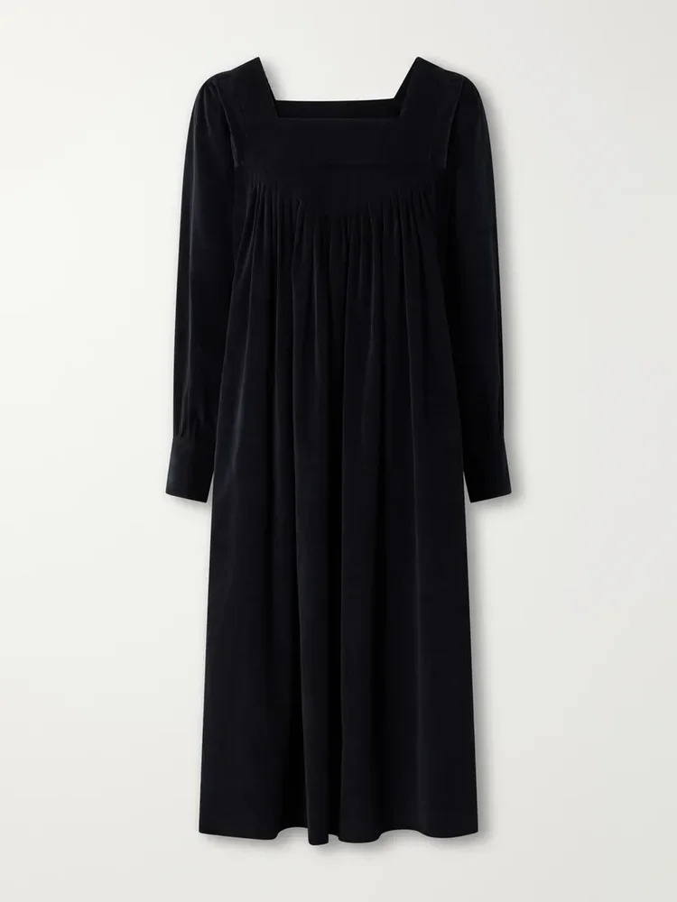 Tatiana cotton and wool-blend corduroy midi dress