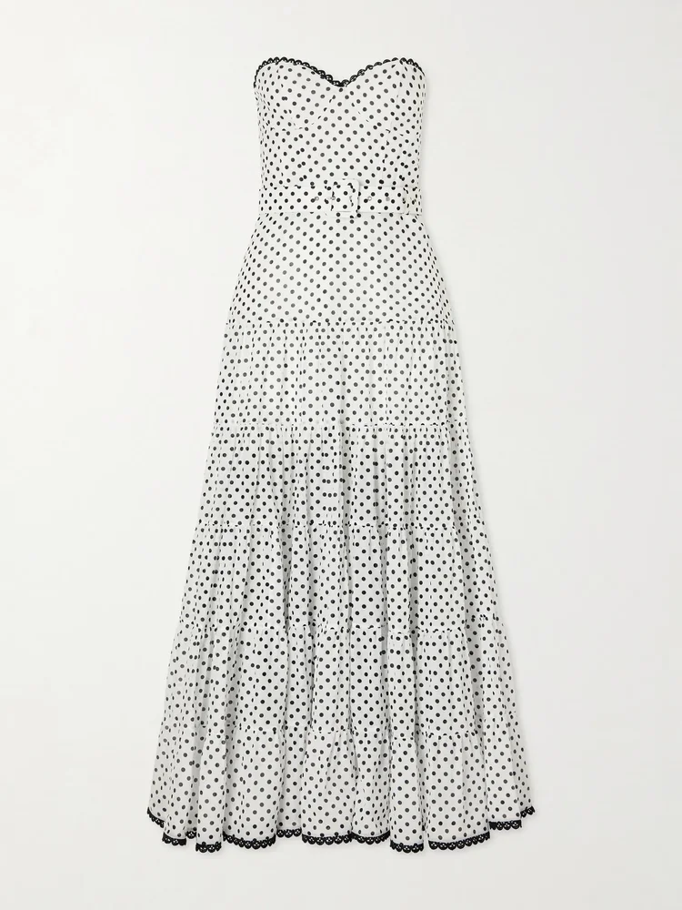 Jimena belted tiered polka-dot cotton-blend voile maxi dress