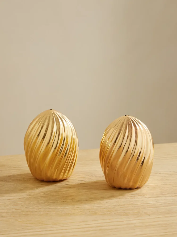 Ripple set of two gold-plated shakers