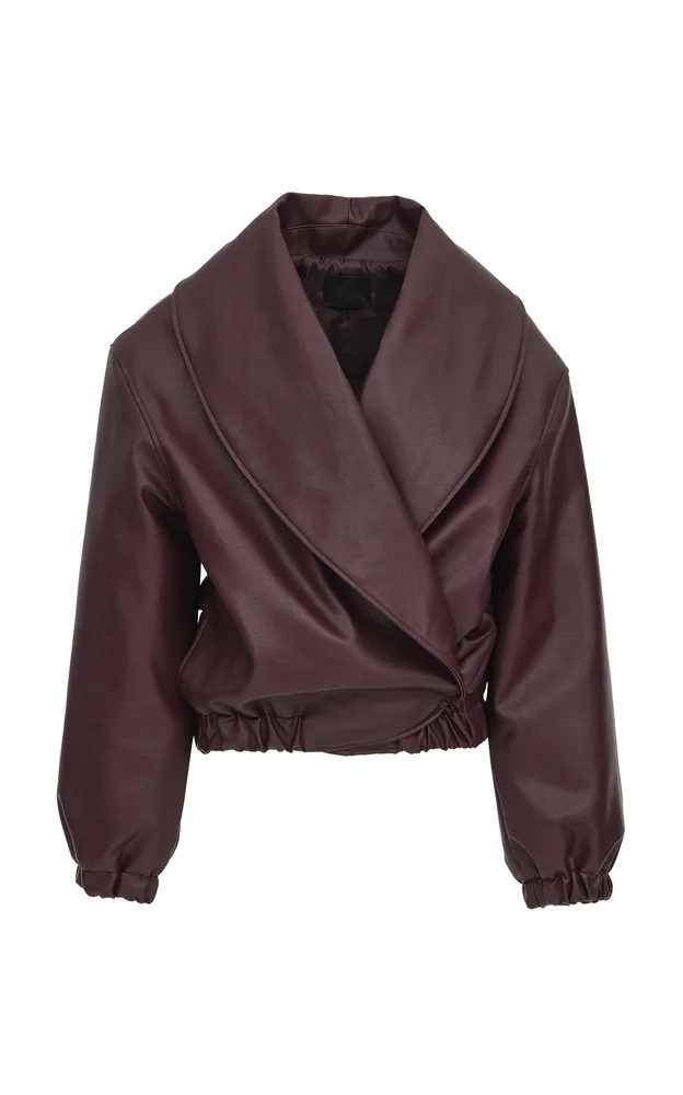 Eleni Faux Leather Bomber Jacket