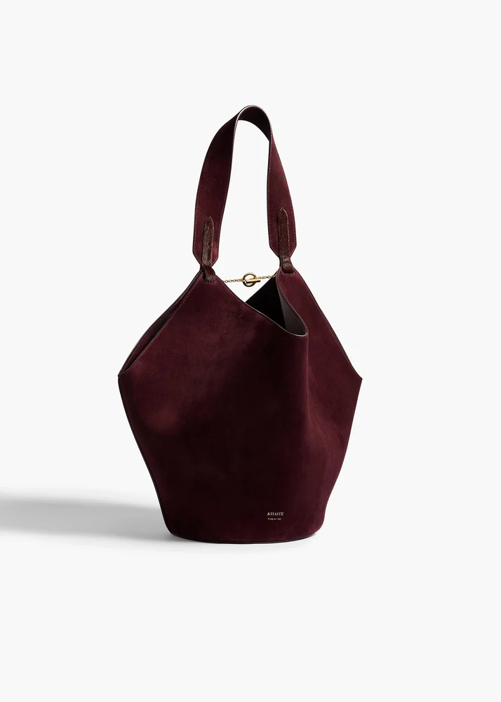 Small Lotus Tote in Rouge Noir Suede and Haircalf