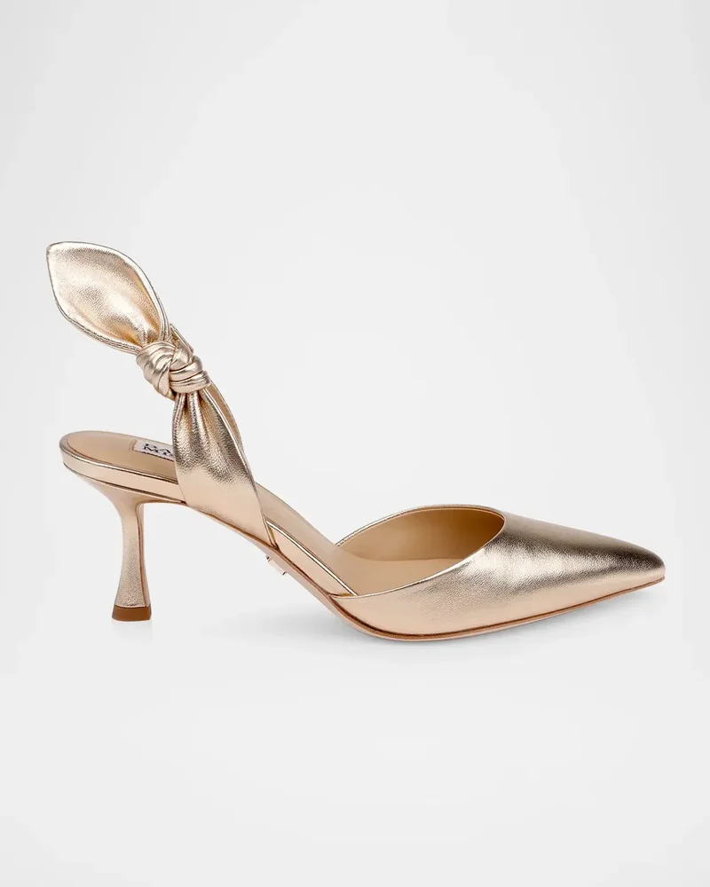 65mm Yuan Leopard Knotted Slingback Pumps