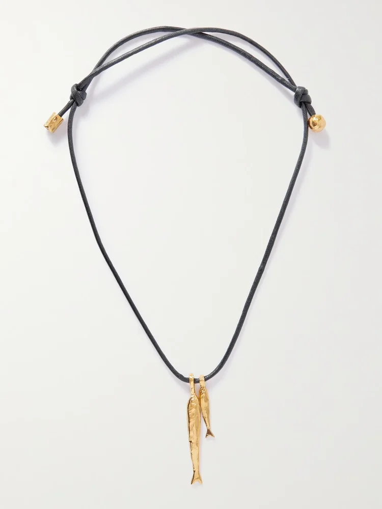 + NET SUSTAIN Gone Fishing gold-plated cord necklace