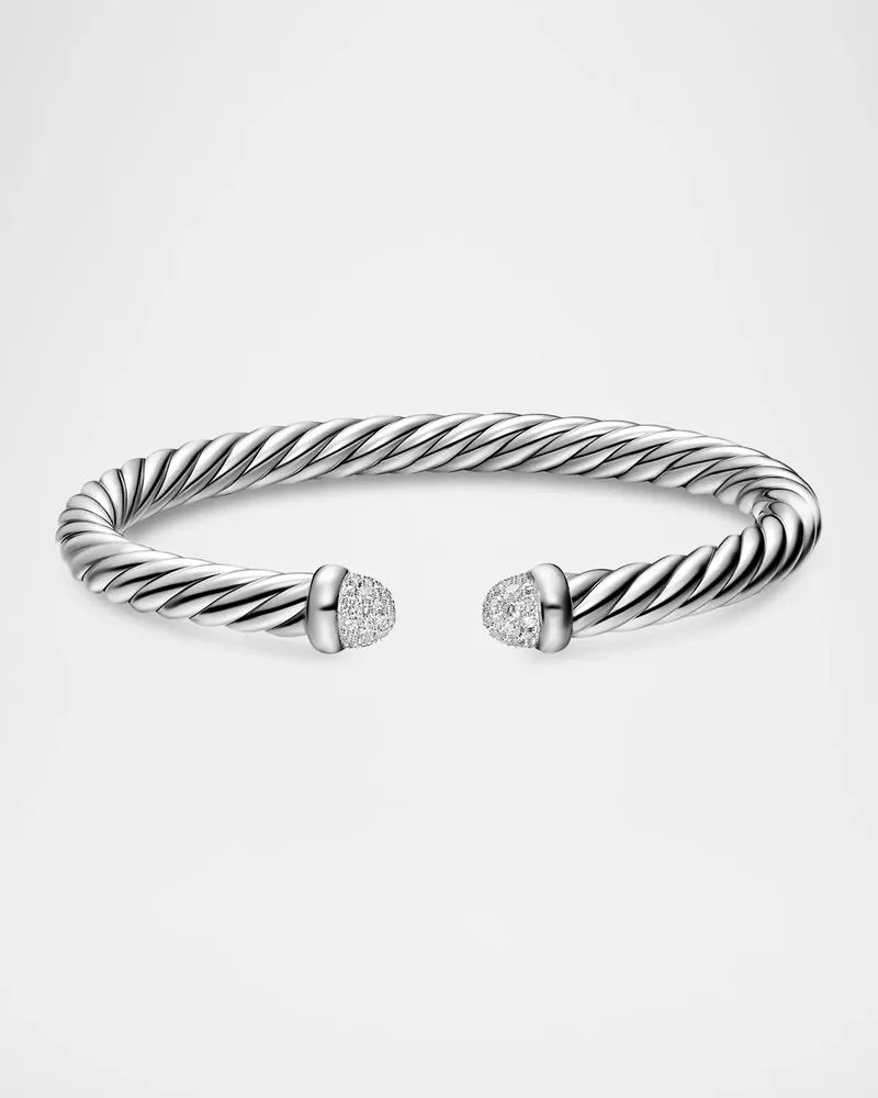 Cable Flex Bracelet with Diamonds in Silver, 6mm, Size M