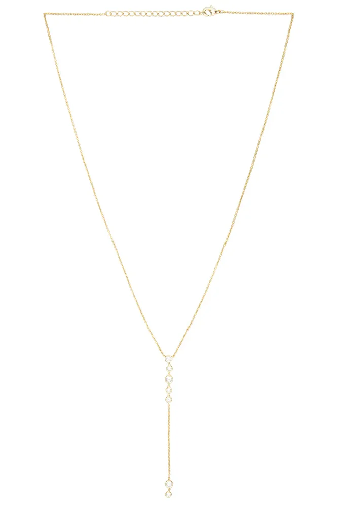 Multi Bezel Stone Drop Lariat Necklace