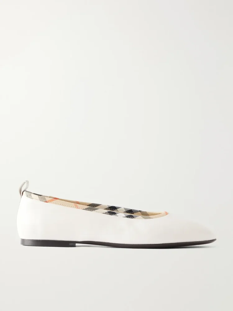 Robin Check trim leather ballet flats