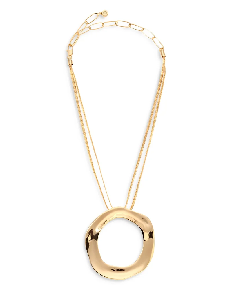 Open Circle Statement Pendant Necklace, 11"-16"
