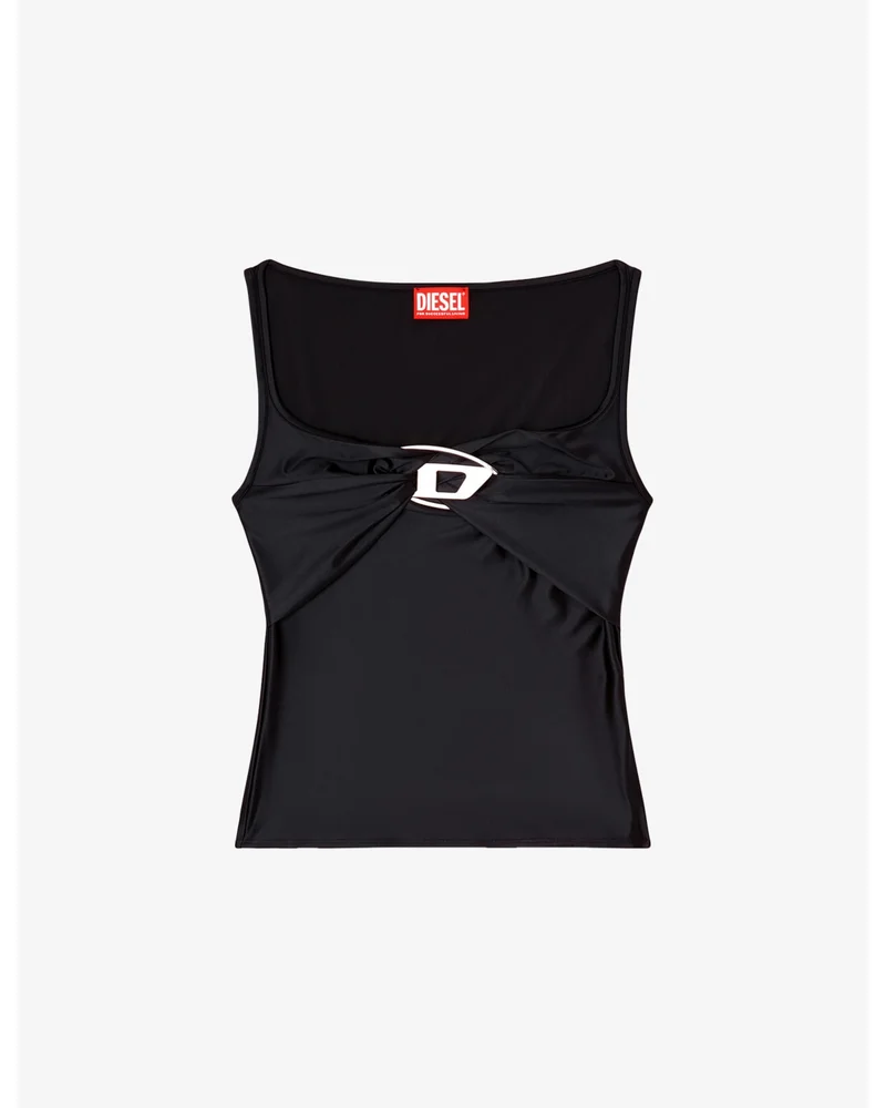 T-Amai Logo-Plaque Stretch-Nylon Top