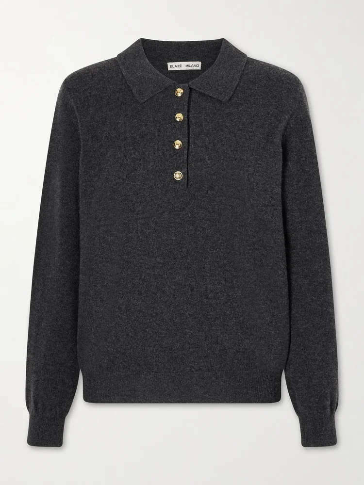 Highland wool and cashmere-blend polo sweater