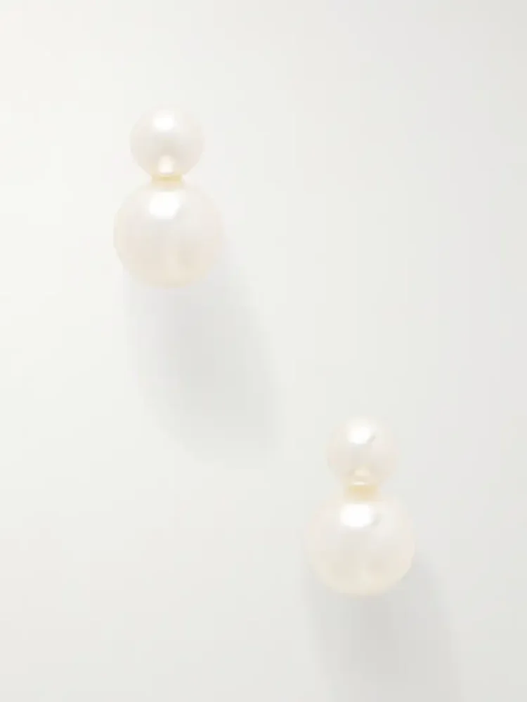 Iris gold-tone pearl-like earrings
