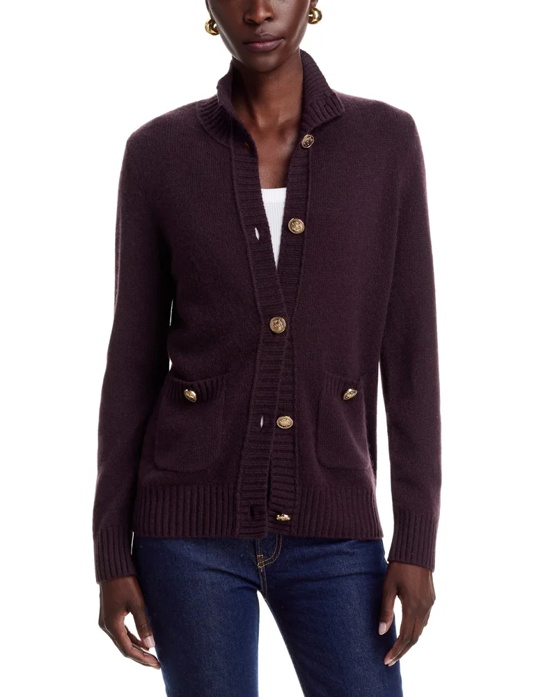 100% Cashmere Rib Knit Cardigan - Exclusive