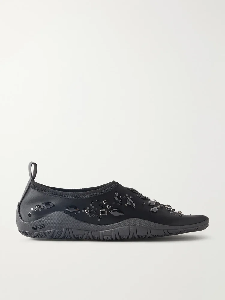 Elbe embellished satin slip-ons
