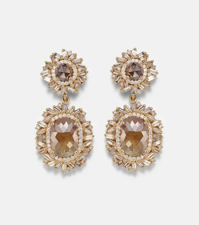 Doublet 18kt gold drop earrings with diamonds
