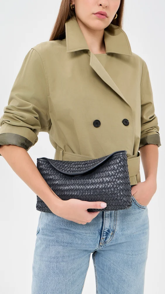 Woven Lid Top Clutch