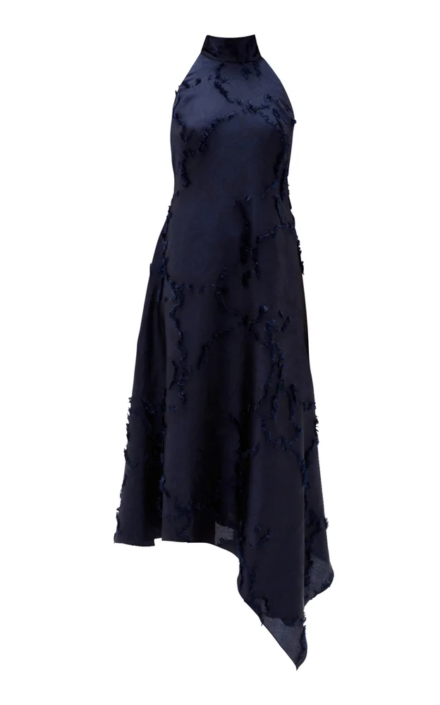 Eyelash Jacquard Halter Dress