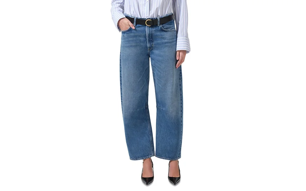 Miro High Rise Ankle Barrel Jeans in Pacifica