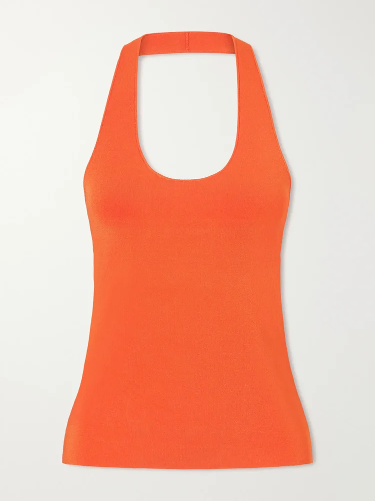 Halterneck ribbed tank