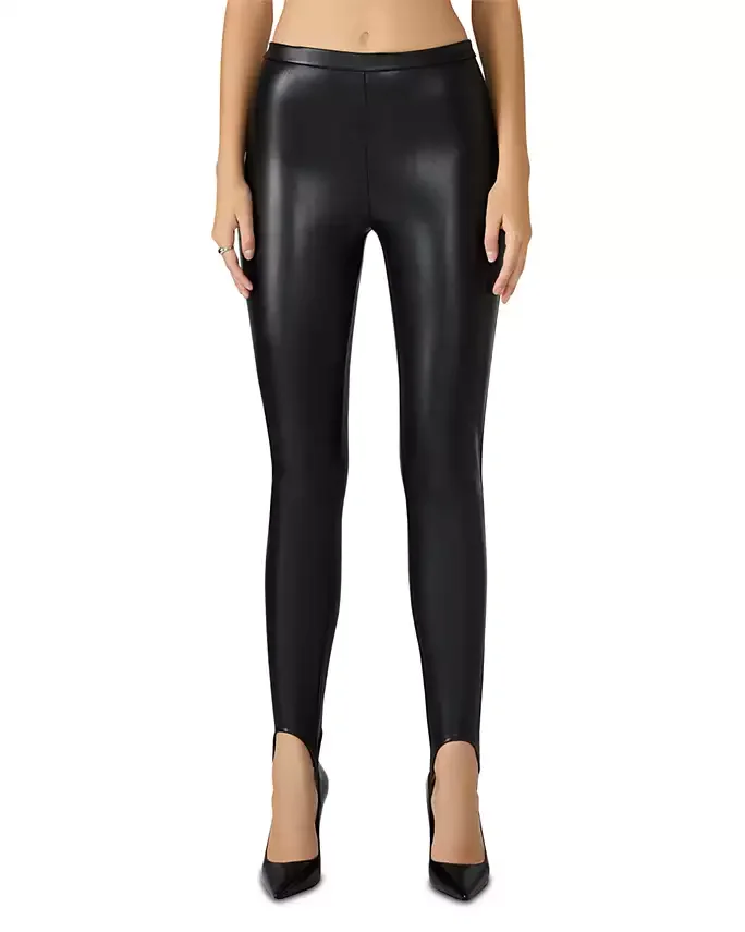 Sandrine Faux Leather Stirrup Pants