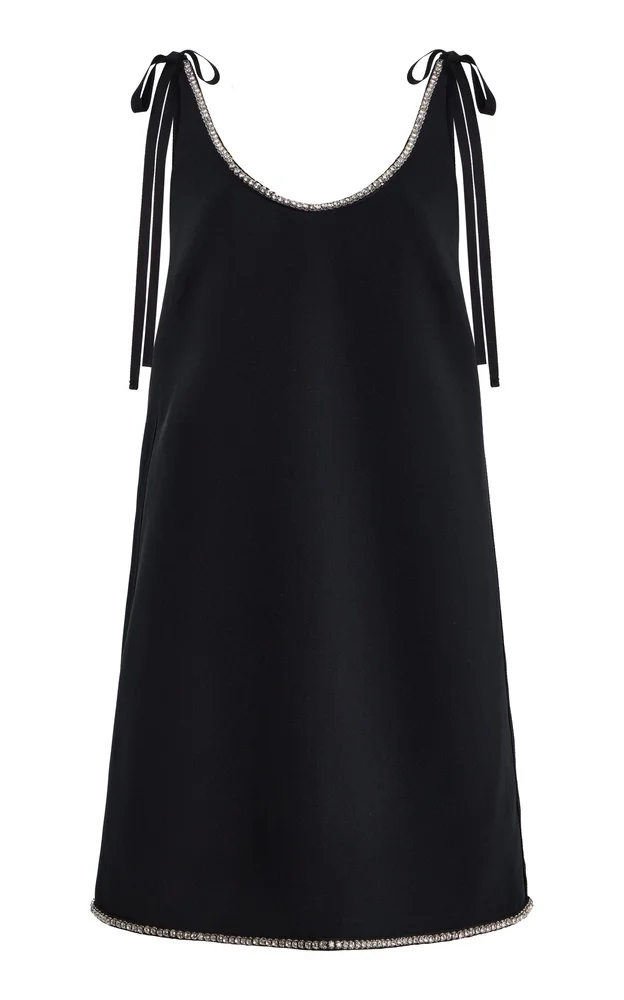 Embellished Compact-Sablé Mini Dress