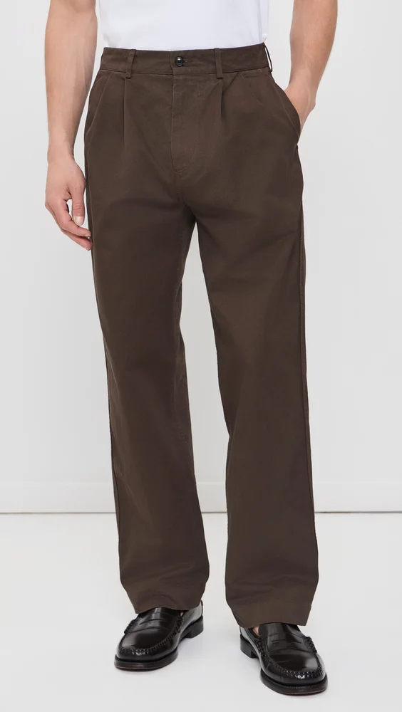 Canal Pleated Twillform Pants (Black Olive)