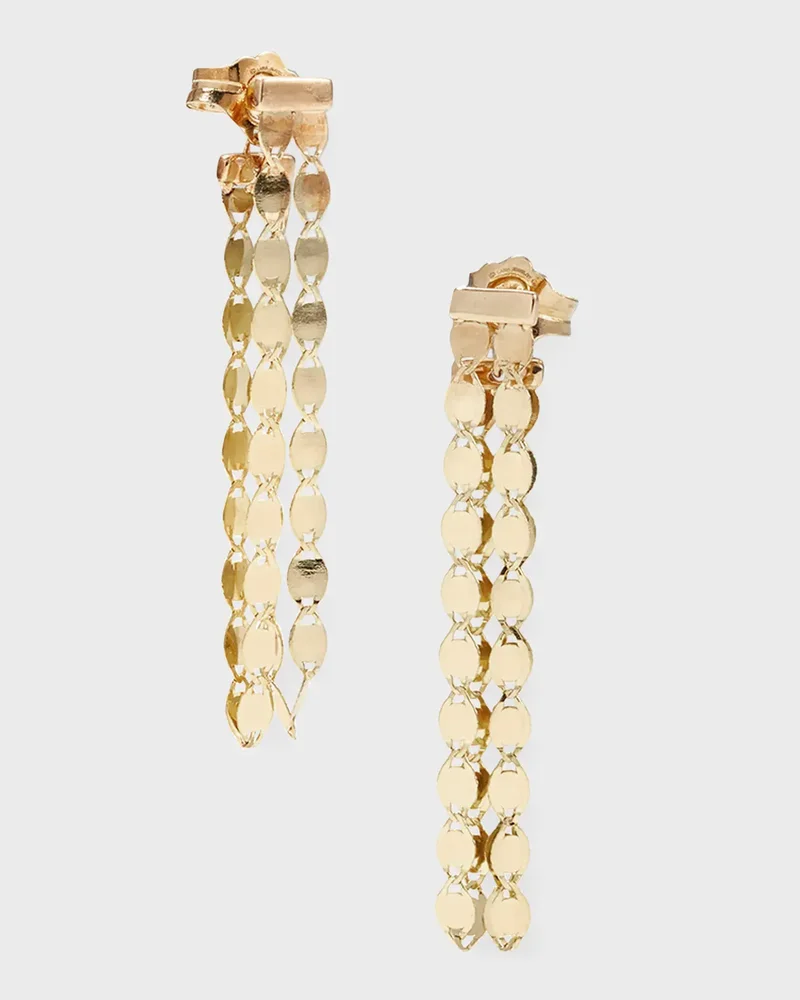 Petite Nude Fringe Linear Front and Back Earrings