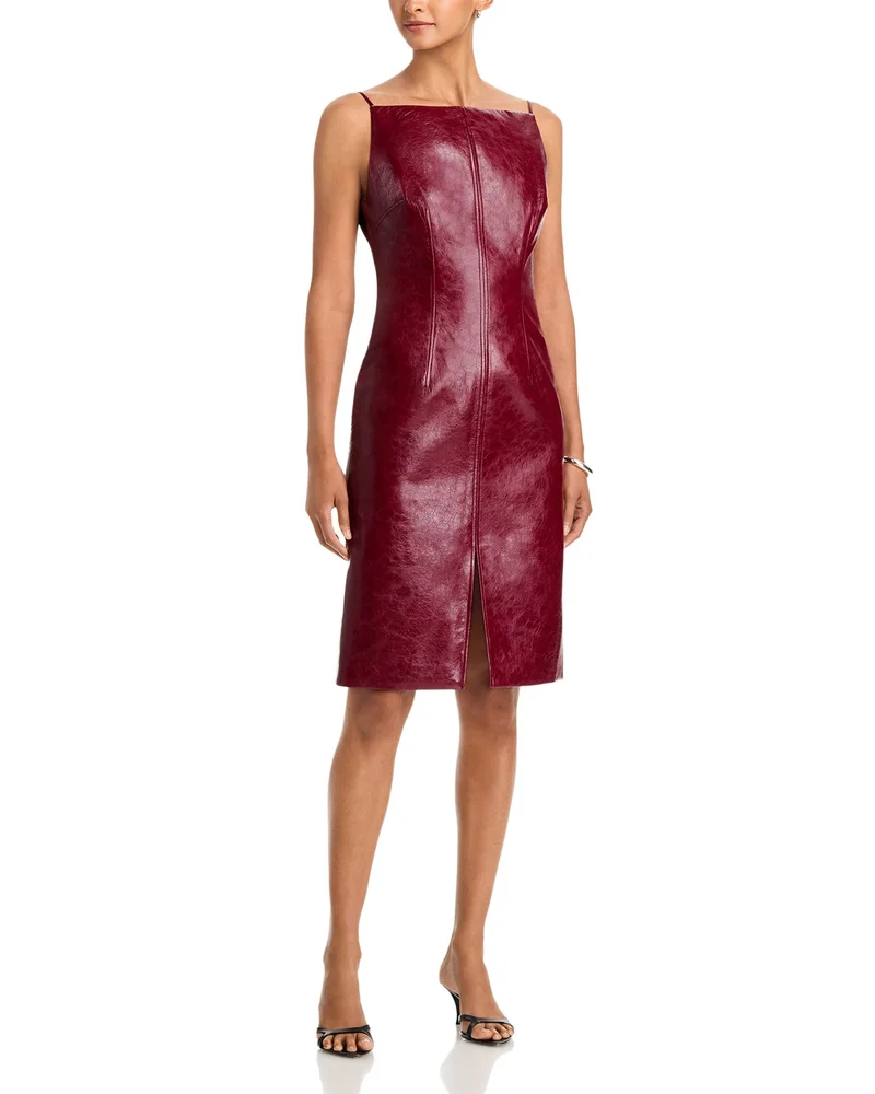 Zivana Faux Leather Boat Neck Dress