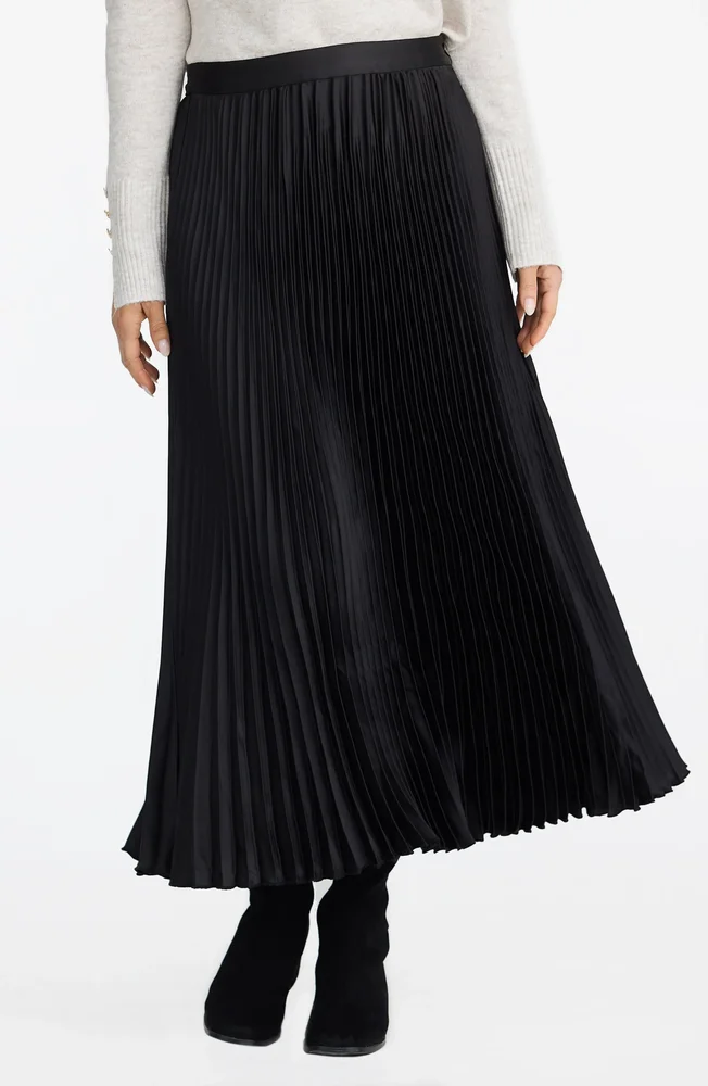 Identity Pleated Satin Skirt