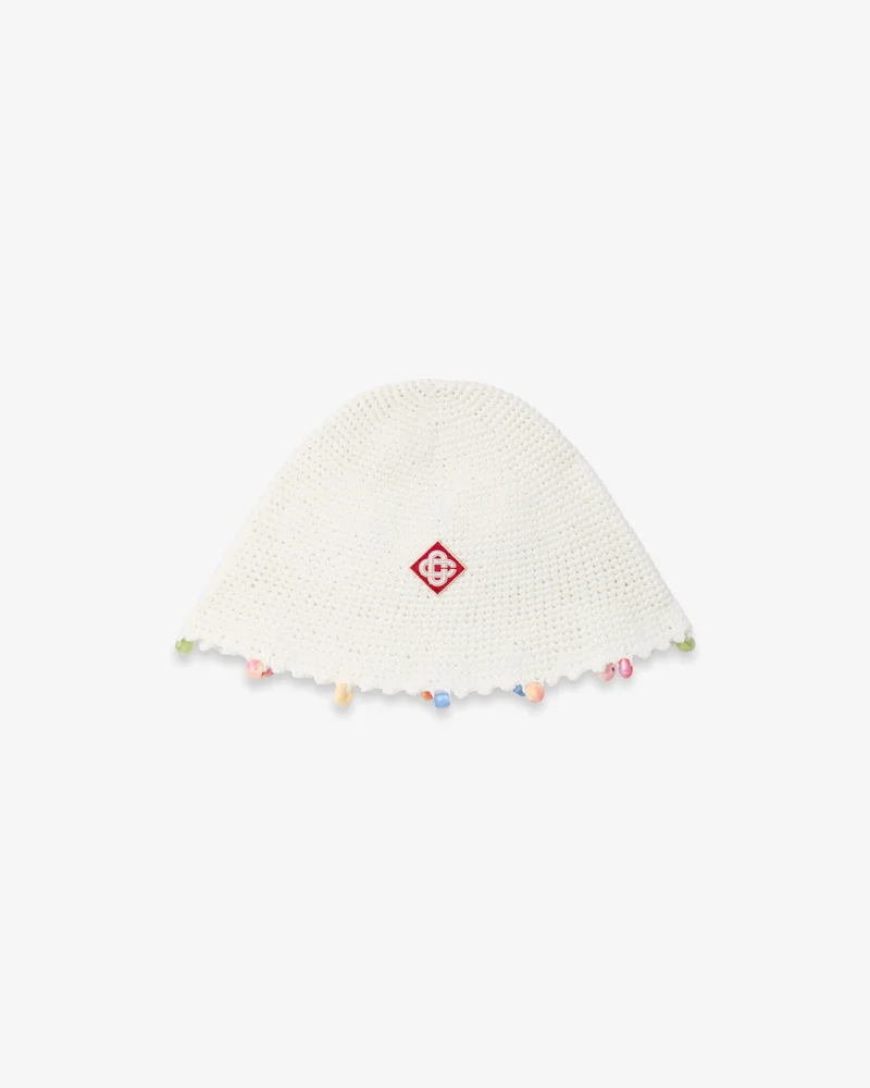 White Beaded Crochet Hat