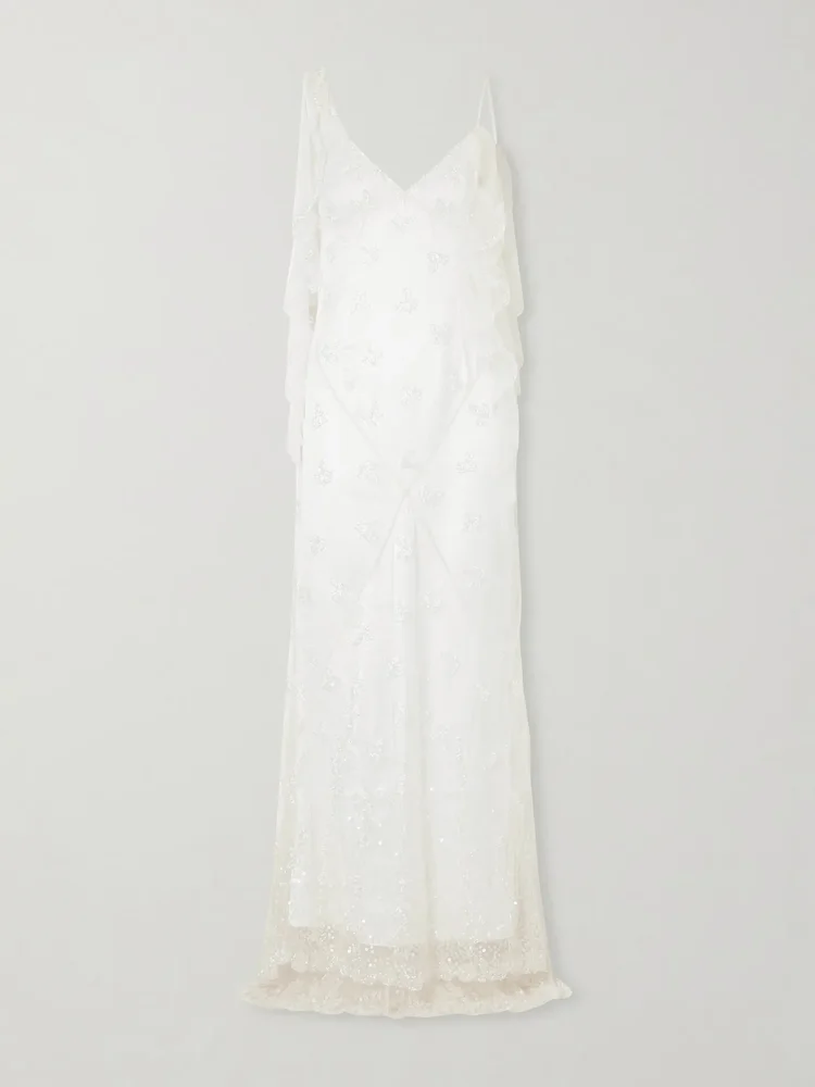 Freya embellished draped tulle gown