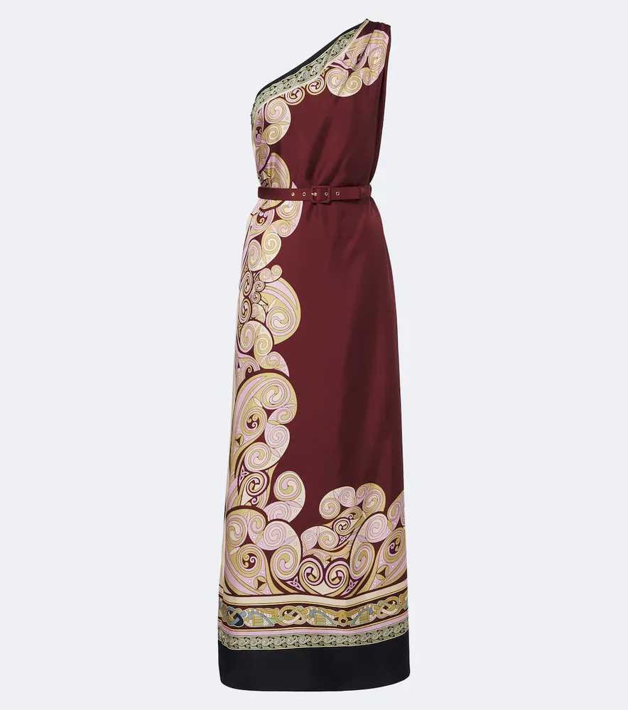 Kells printed silk twill maxi dress