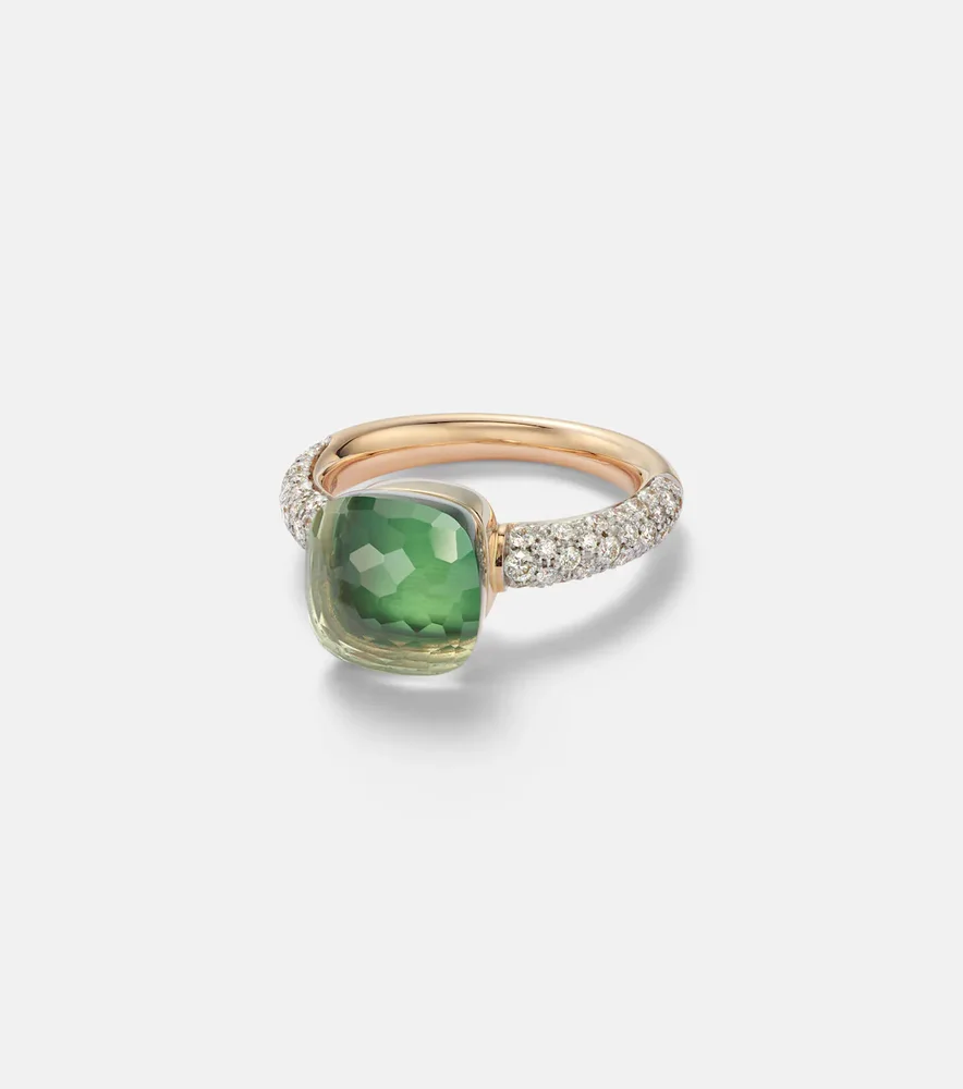 Nudo Classic 18kt white and rose gold ring with gemstones