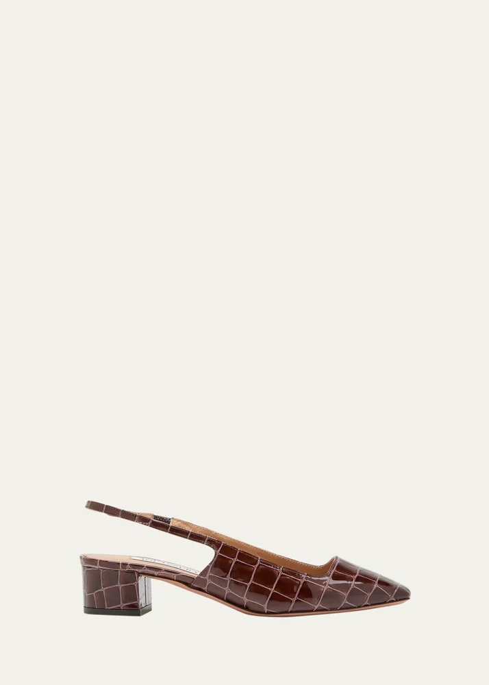 Ginza Croco Slingback Ballerina Pumps
