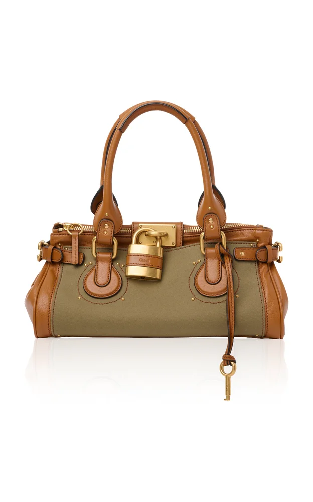 Paddington Leather-Trimmed Canvas Shoulder Bag