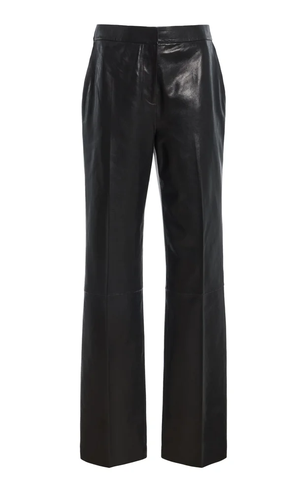 Ambrine Leather Straight-Leg Pants