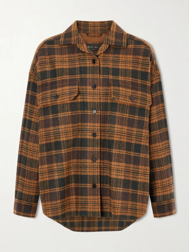 Darby checked wool and cashmere-blend shirt