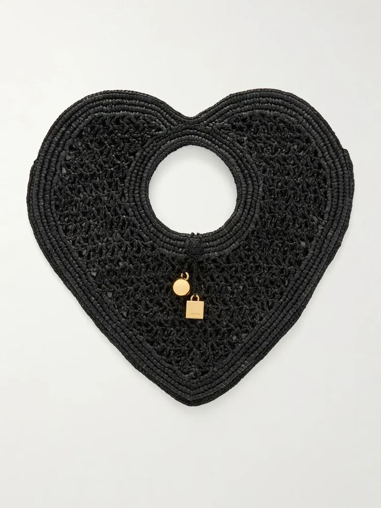 Le Spiaggia Coeur embellished raffia tote