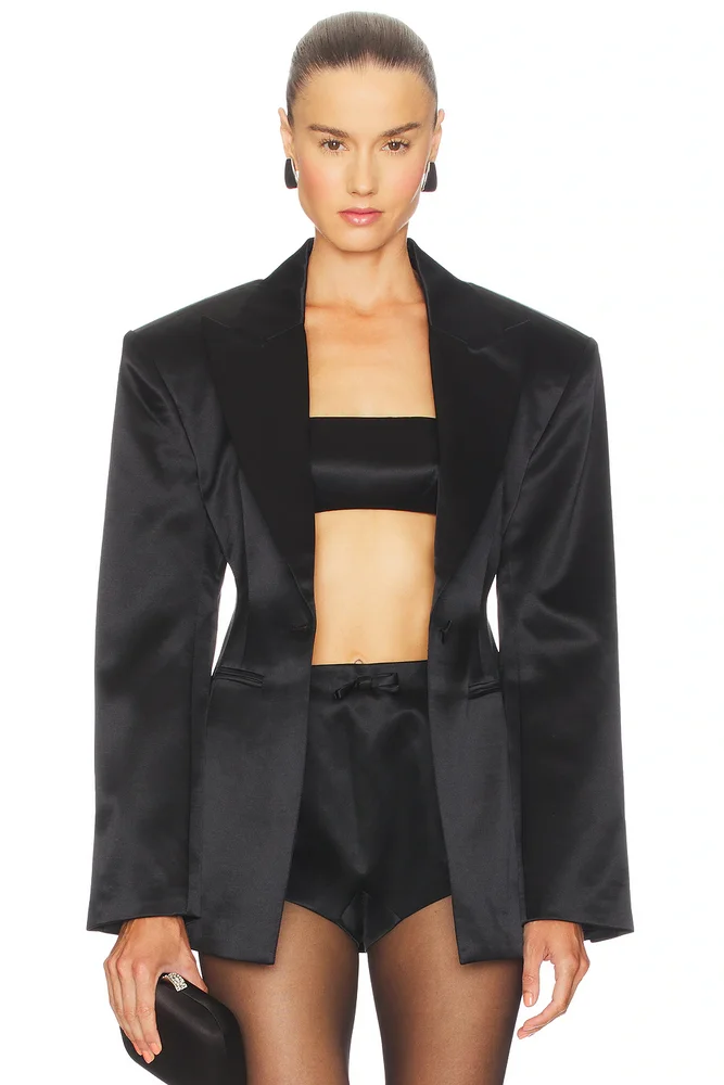 Silk Wool Satin Blazer